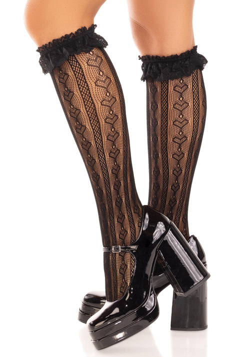 LacyNighty™ Sweetheart Knit Knee Highs