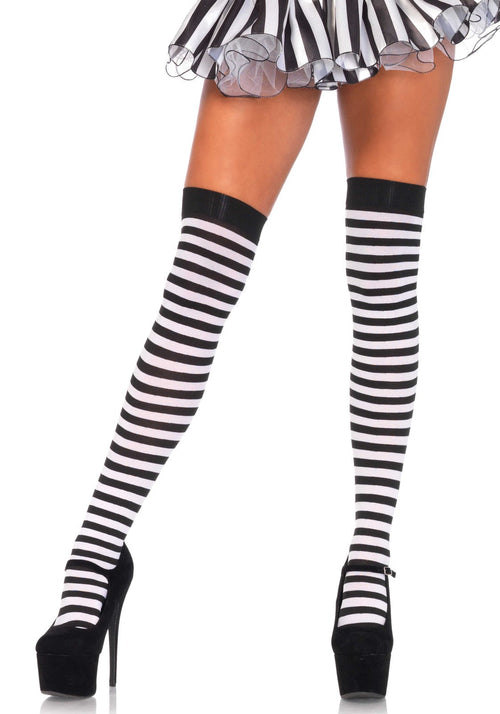 LacyNighty™ Striped Nylon Thigh Highs