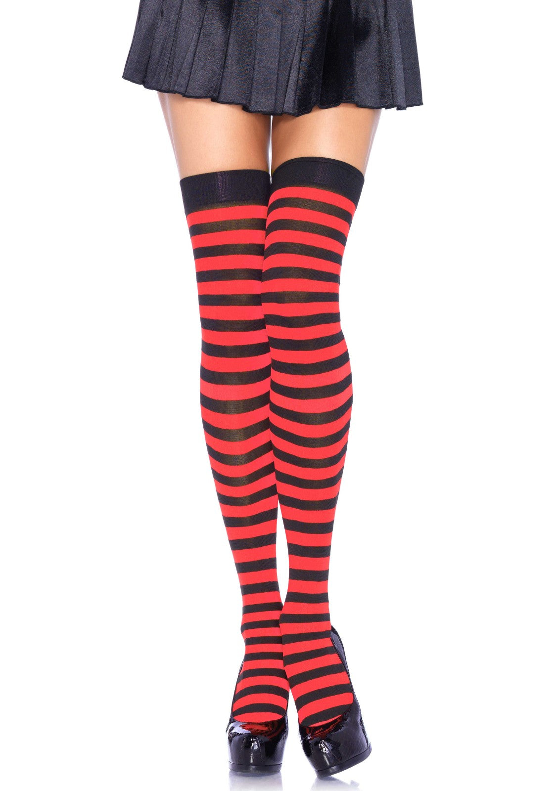 LacyNighty™ Striped Nylon Thigh Highs