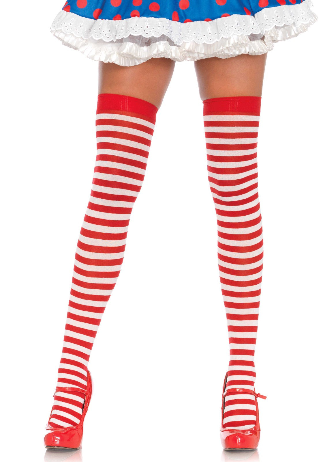 LacyNighty™ Striped Nylon Thigh Highs