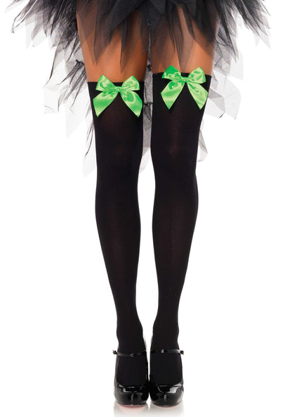 LacyNighty™ Nylon Thigh Highs with Bow