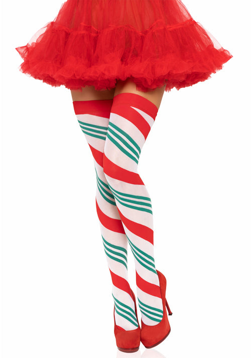 LacyNighty™ Holiday Ribbon Thigh Highs