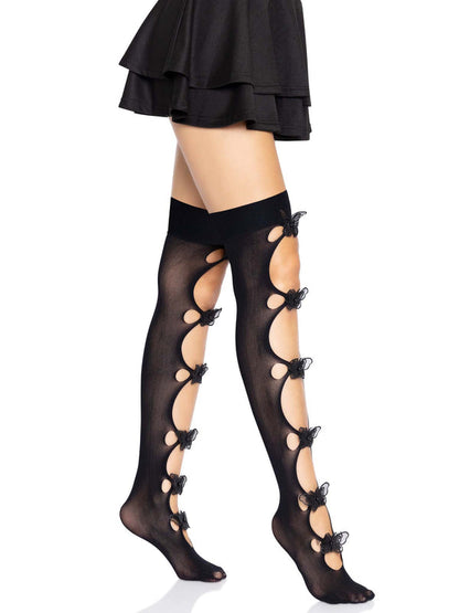 LacyNighty™ Butterfly Applique Thigh Highs