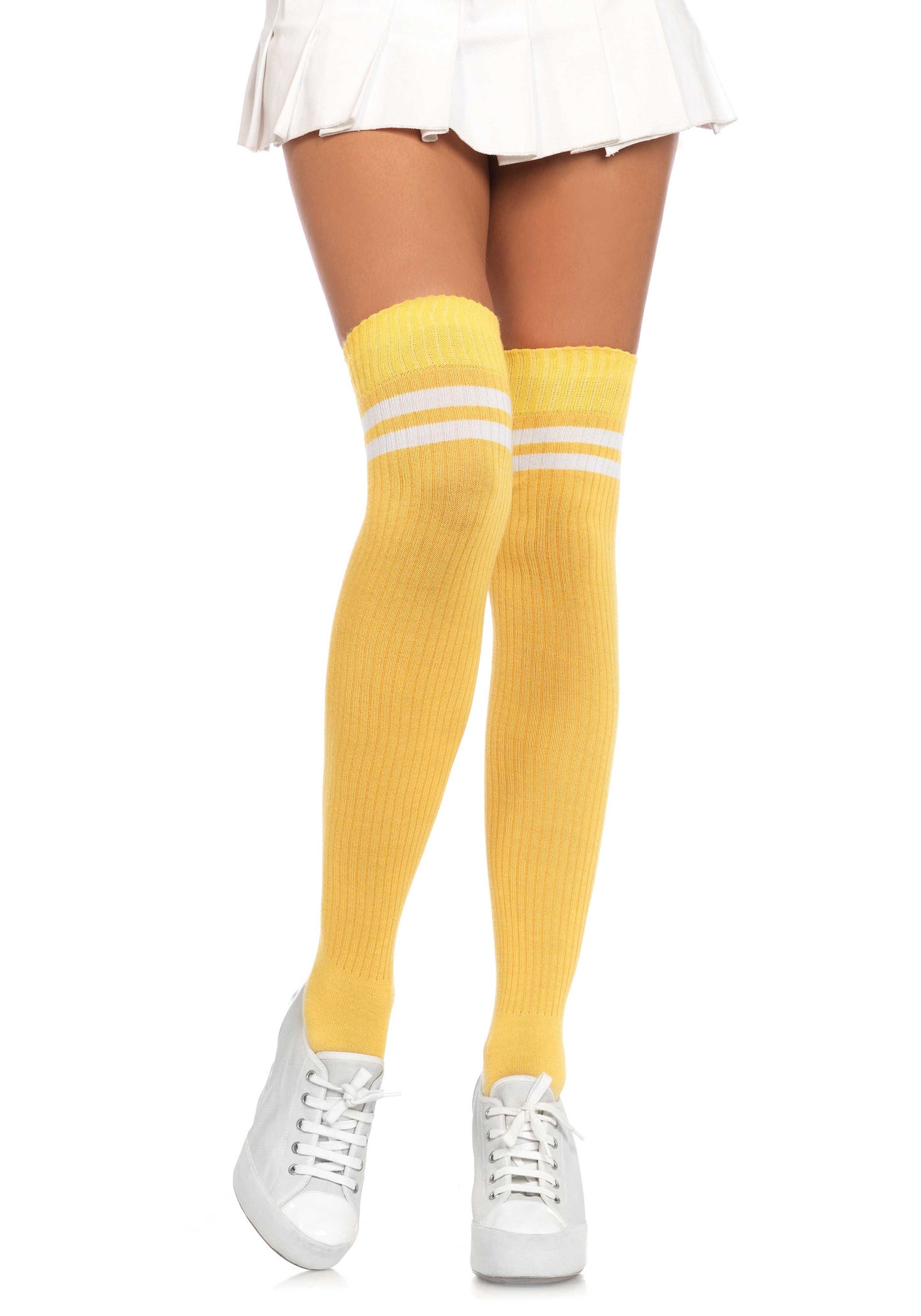 LacyNighty™ Ribbed Athletic Thigh Highs