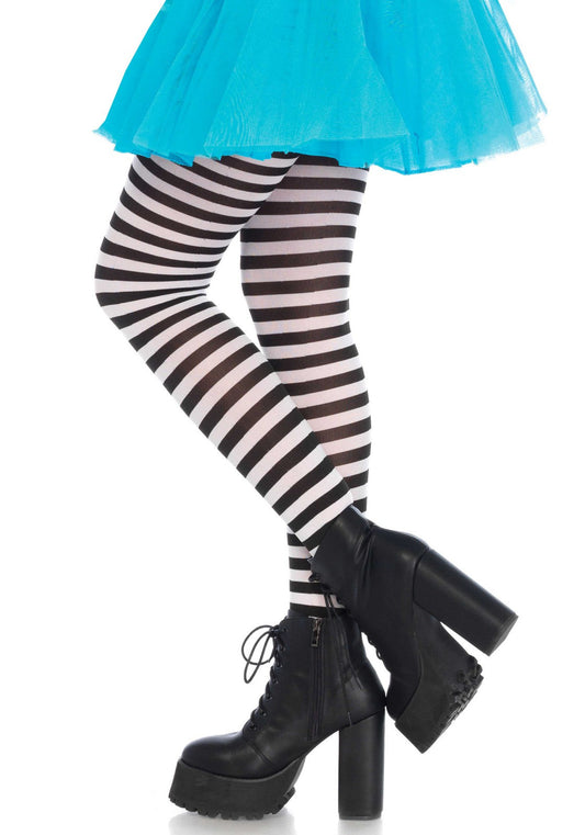 LacyNighty™ Nylon Striped Pantyhose