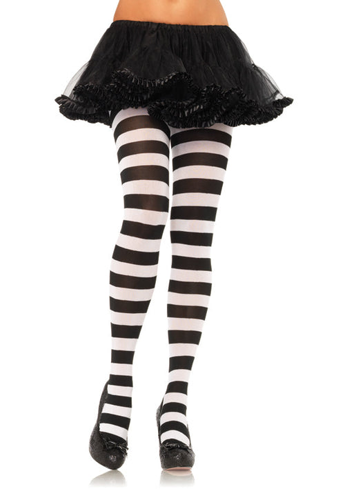 LacyNighty™ Wide Stripe Opaque Pantyhose