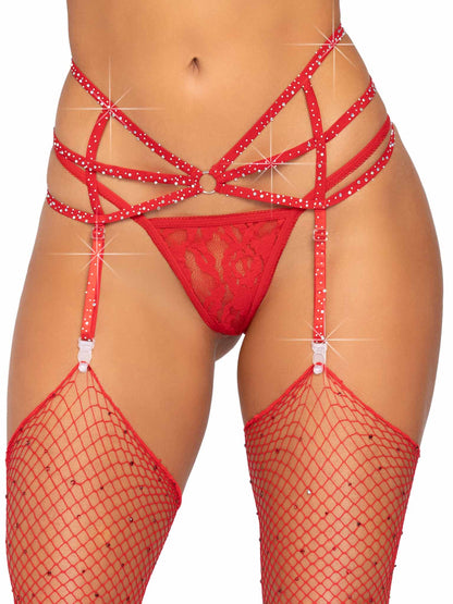 LacyNighty™ Rhinestone Garter Belt