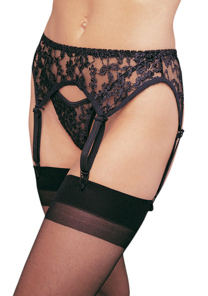 LacyNighty™ Plus Lace Garter Belt and Thong