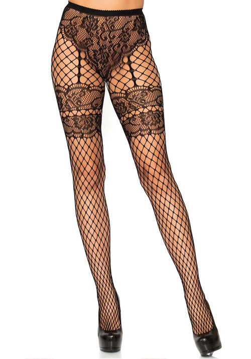 LacyNighty™ Lace French Cut Net Pantyhose