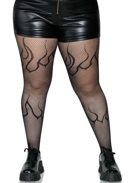 LacyNighty™ Plus Flame Net Pantyhose