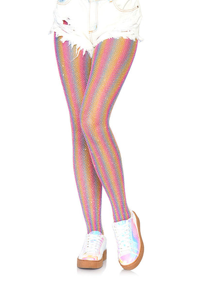 LacyNighty™ Lurex Rainbow Fishnet Pantyhose