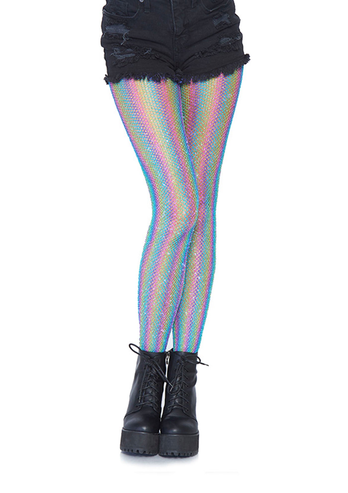 LacyNighty™ Lurex Rainbow Fishnet Pantyhose