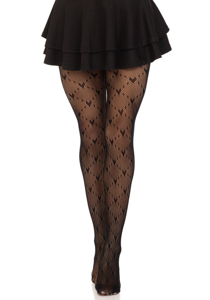 LacyNighty™ Love Struck Heart Net Pantyhose