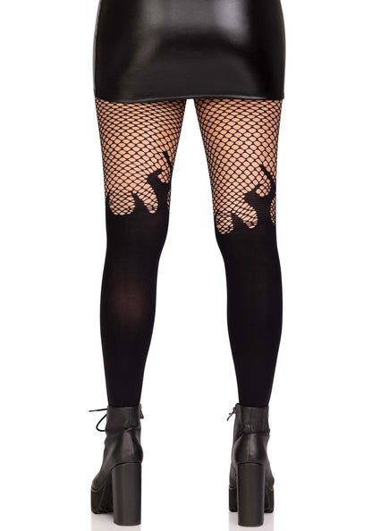 LacyNighty™ Flame Pantyhose with Fishnet Top