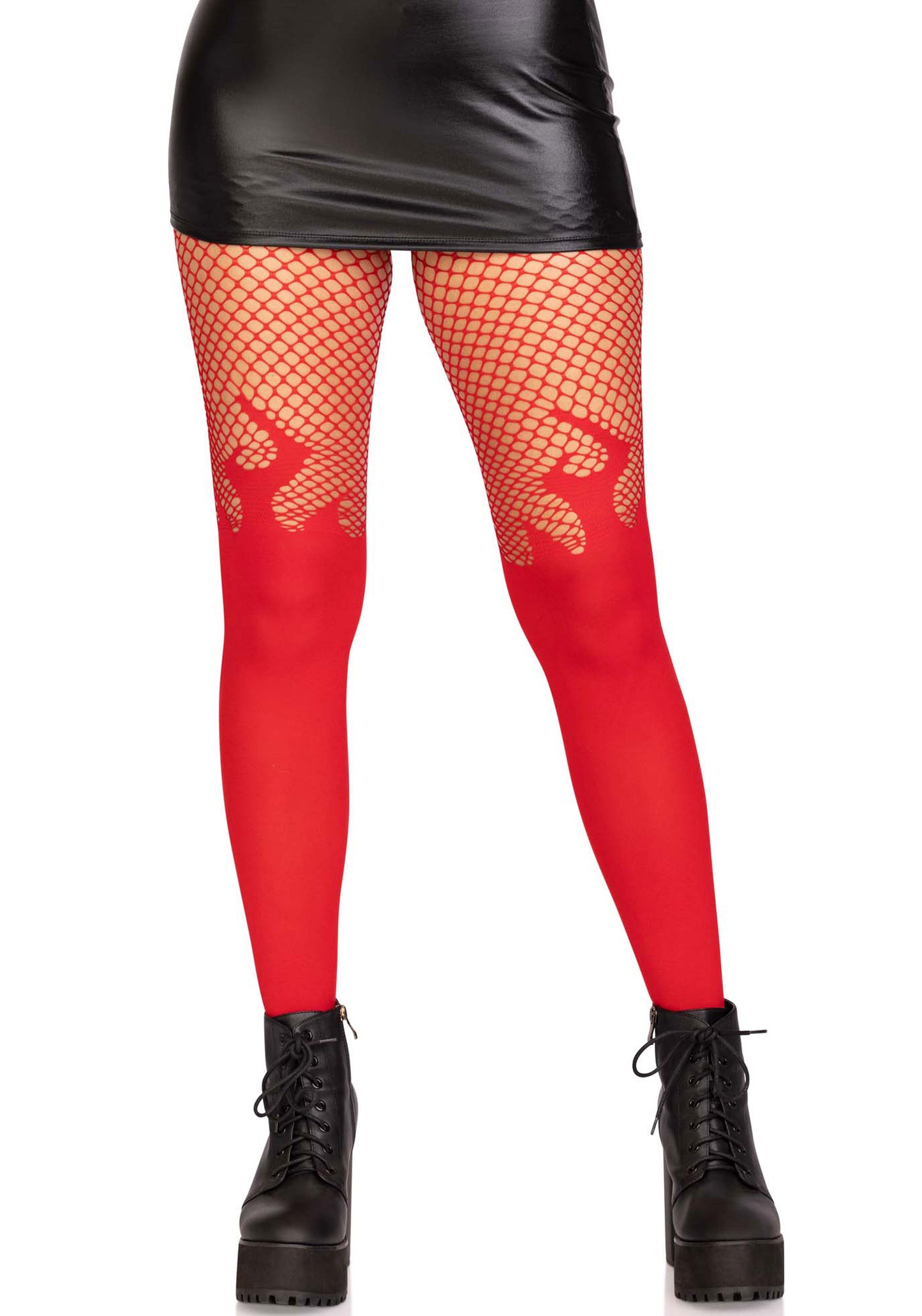 LacyNighty™ Flame Pantyhose with Fishnet Top