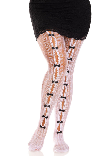 LacyNighty™ Sweetheart Striped Net Pantyhose