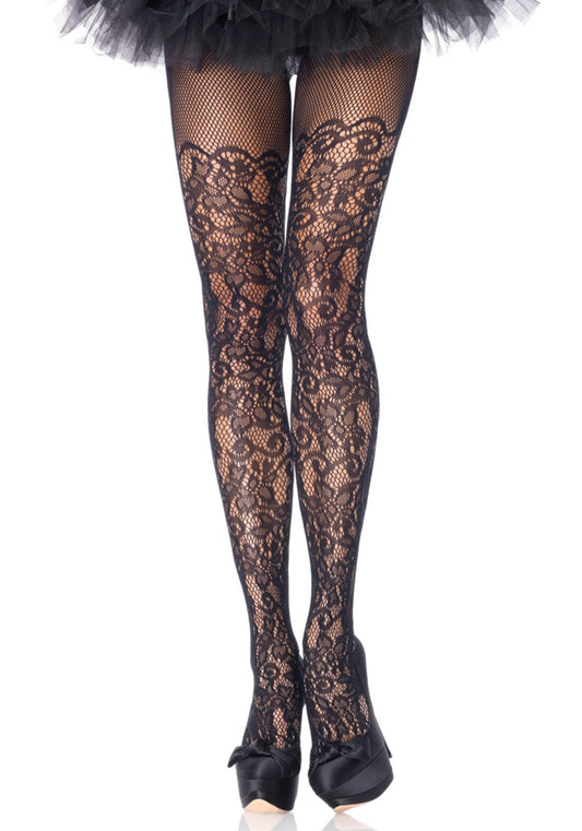 LacyNighty™ Floral Vine Net Pantyhose