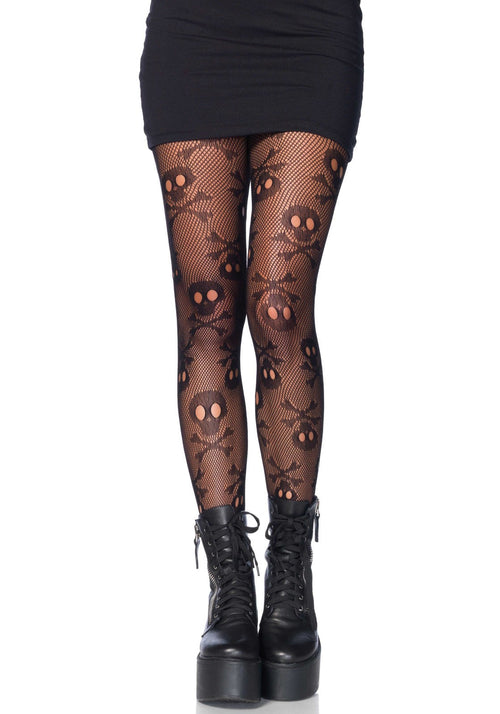 LacyNighty™ Pirate Skull Net Pantyhose