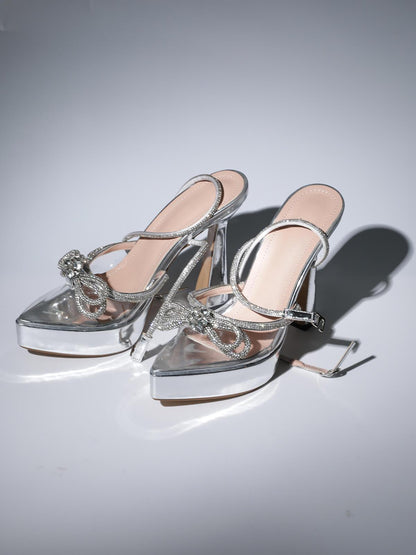 Crystal Heels In Silver (made to order)