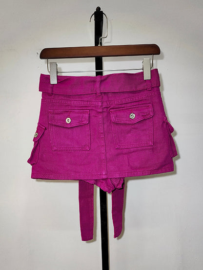 Denim Mini Skirt With Belt