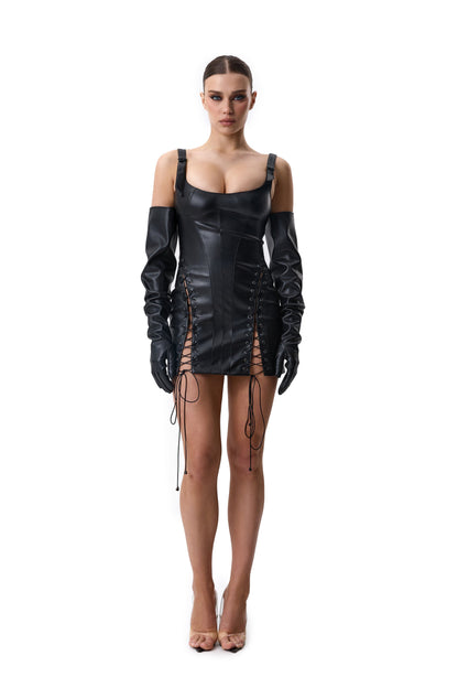 LacyNighty™ Dress Leather Black