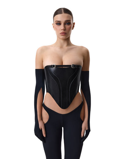 LacyNighty™ Corset Leather Black