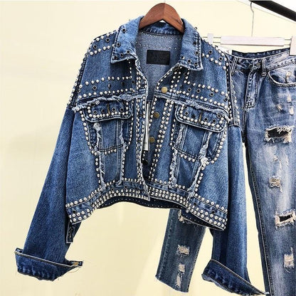 Denim Jacket with Rhinestones