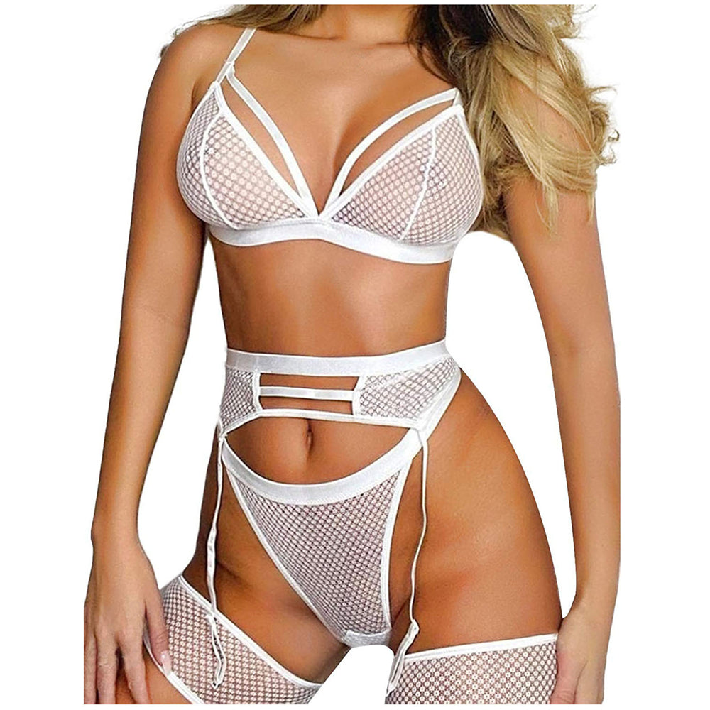 LacyNighty™ Fishnet Bodystocking 3-Piece Set