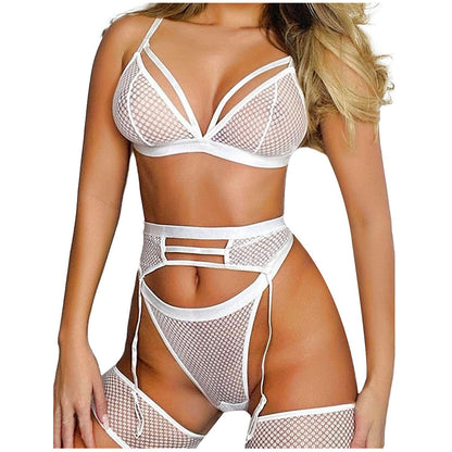 LacyNighty™ Fishnet Bodystocking 3-Piece Set