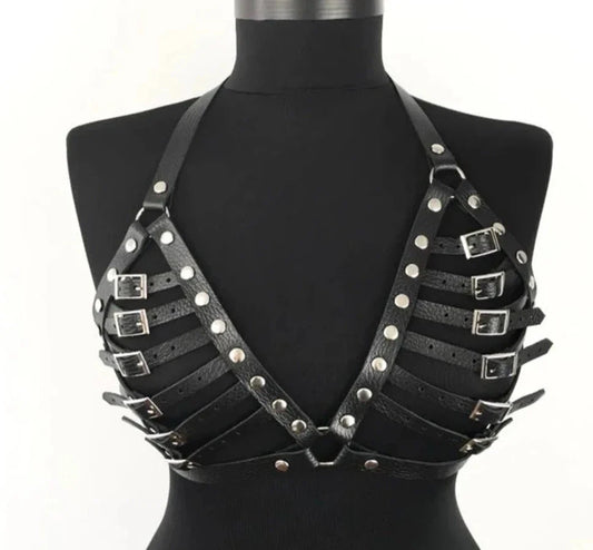 Leather Harness Bra