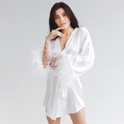 Feather Trim Robe