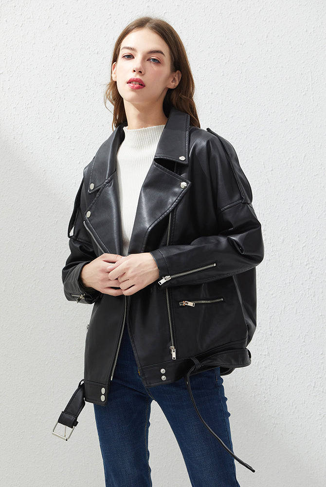 WOMEN LOOSE LEATHER JACKET