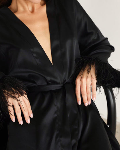 Feather Trim Robe