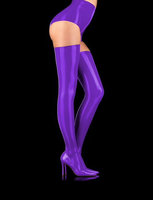 LacyNighty™  Purple Latex Thigh Highs