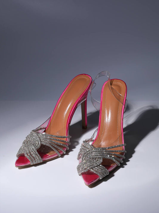 Lumi Crystal Embellished Sandals In Hot Pink