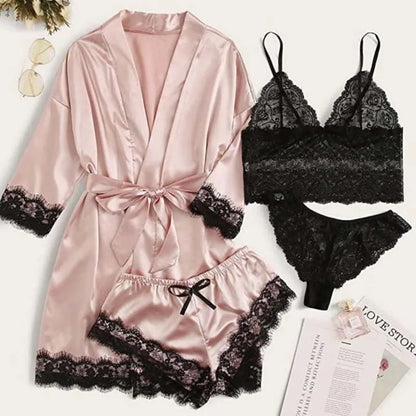 LacyNighty™ Serene Silk Satin Sleepwear Set