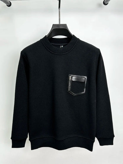 Sweater With Leather Stitching