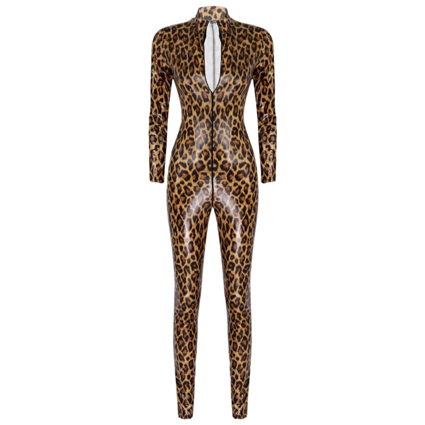 Leopard Print Leather Bodysuit