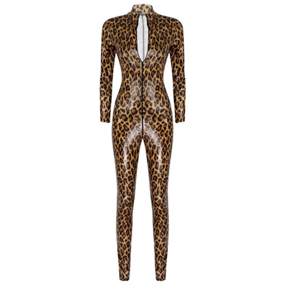 Leopard Print Leather Bodysuit