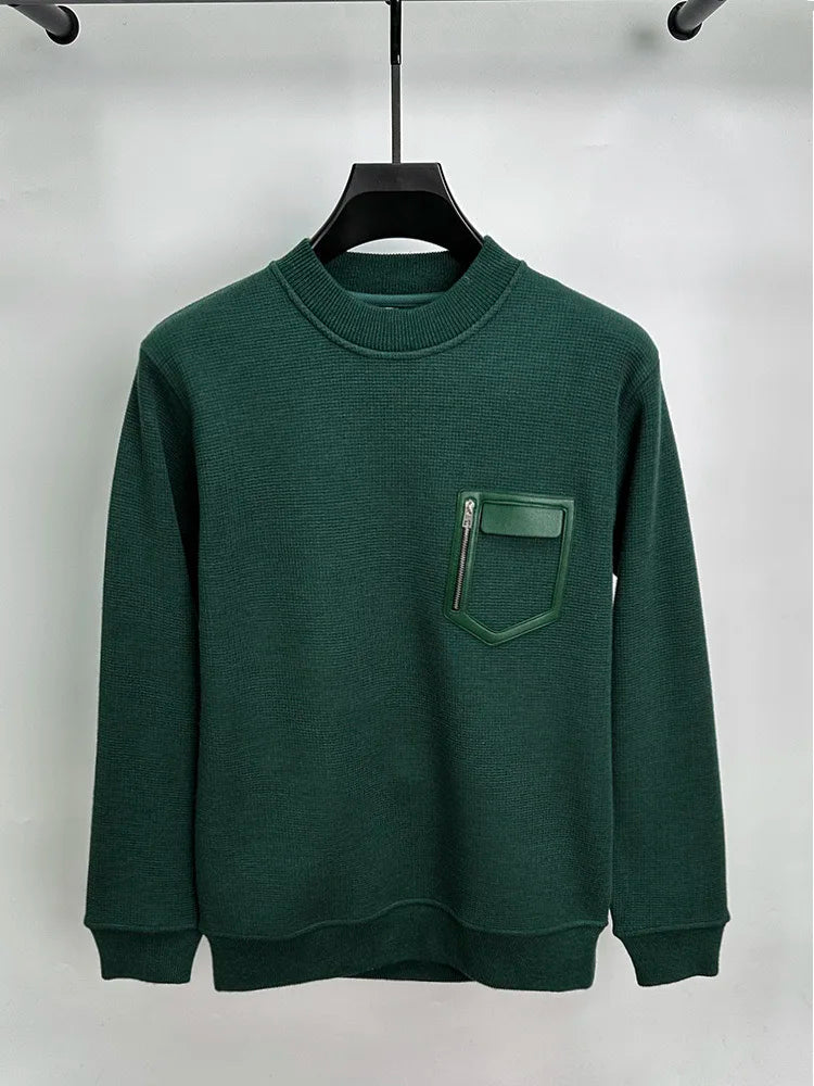 Sweater With Leather Stitching