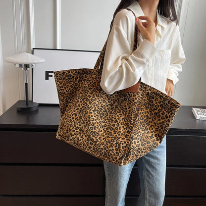 Oversized Leopard Print Shoulder Bag