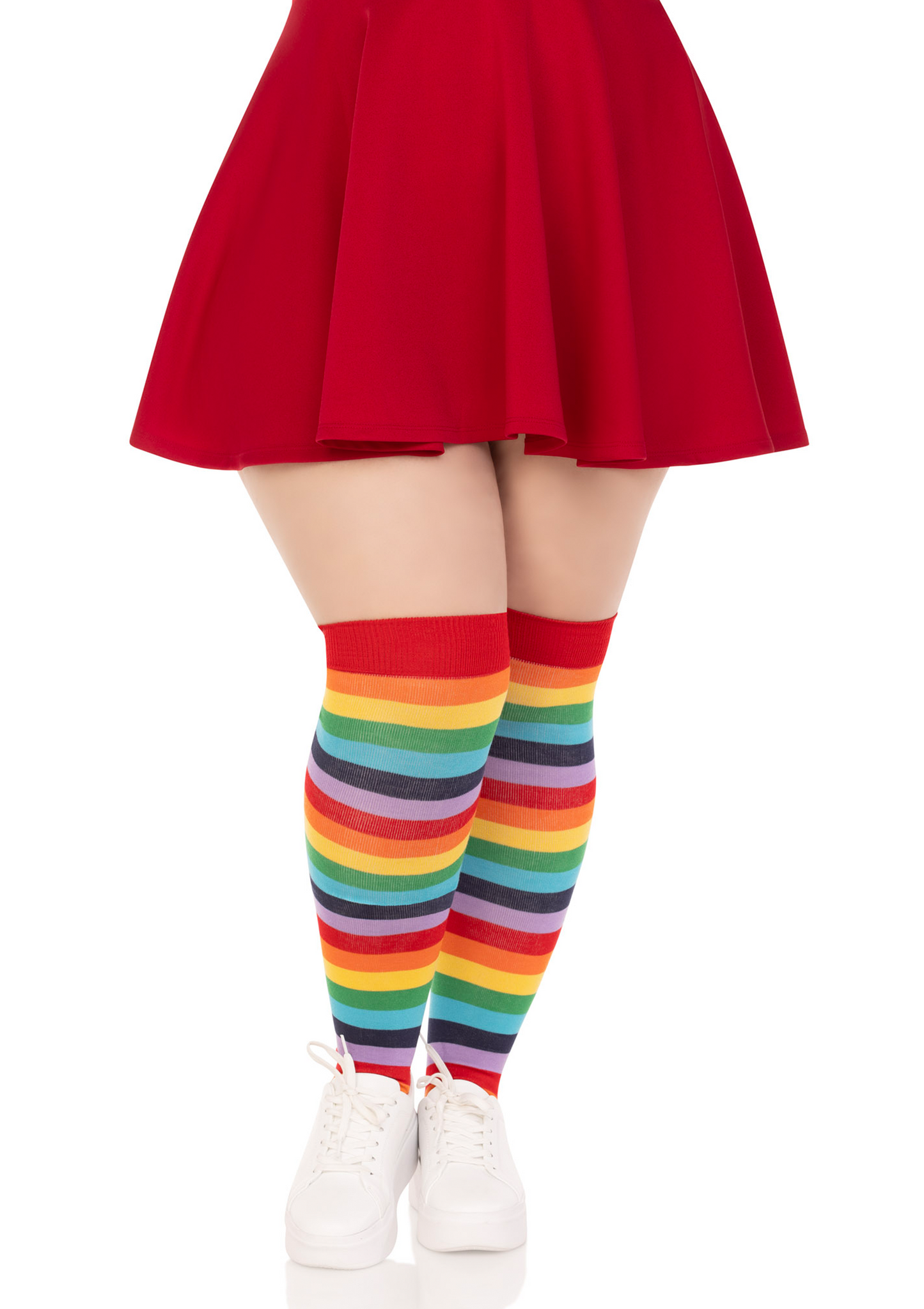 LacyNighty™ Plus Rainbow Elastane Thigh Highs