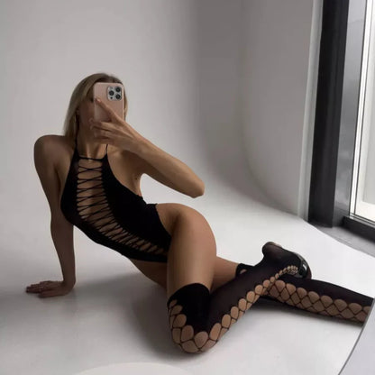 Flexible™ Fishnet Bodysuit with Stocking