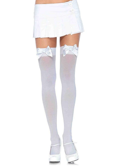 LacyNighty™ Plus Nylon Thigh Highs with Bow