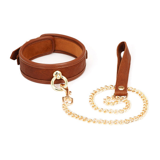 LacyNighty™ Brown Leather Collar & Leash