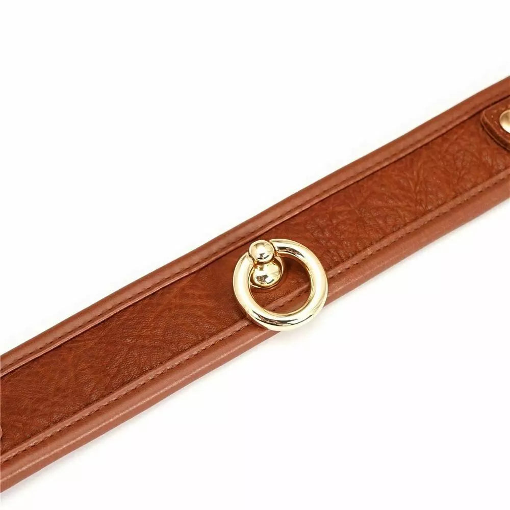 LacyNighty™ Brown Leather Collar & Leash